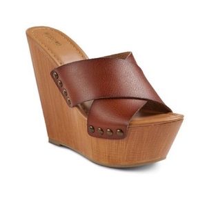 Mossimo “Leah” Cognac Criss Cross Wedges